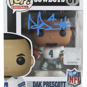 Cowboys Dak Prescott Signed #67 Funko Pop Vinyl Figure Creased BAS Wit #2W978184