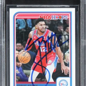 76ers Tobias Harris Authentic Signed 2023 Hoops #10 Card BAS Slabbed