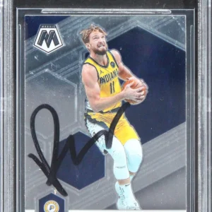 Pacers Domantas Sabonis Authentic Signed 2020 Panini Mosaic #15 Card BAS Slabbed