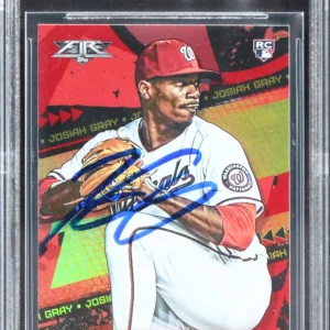 Nationals Josiah Gray Signed 2022 Topps Fire Flame #167 Rookie Card BAS Slabbed
