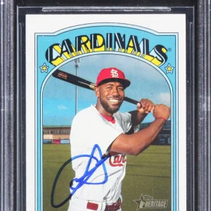 Cardinals Dexter Fowler Signed 2021 Topps Heritage #161 Card BAS Slabbed