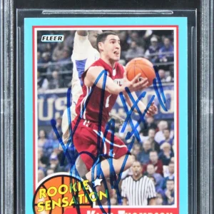 Warriors Klay Thompson Signed 2011 Fleer Retro #55 Rookie Card BAS Slabbed 1