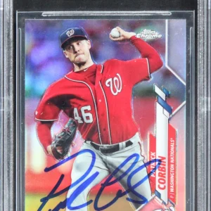 Nationals Patrick Corbin Signed 2020 Topps Chrome Refractors #195 Card BAS Slab