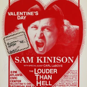 Sam Kinison Signed 14x19 Louder Than Hell Concert Promotion Poster BAS #AE06761