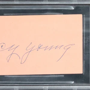 Cy Young Authentic Signed 3x5 Index Card Auto 9! Autographed BAS Slabbed