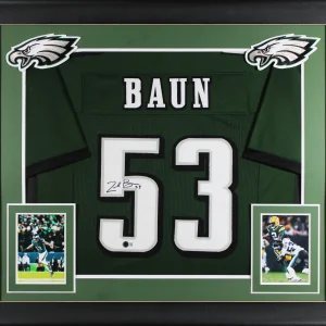 Zack Baun Authentic Signed Green Pro Style Framed Jersey Autographed BAS Witness