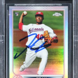 Nationals Josiah Gray Signed 2022 Topps CR #160 Card Auto Graded 10! BAS Slabbed