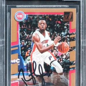 Pistons Reggie Jackson Signed 2017 Donruss #41 Card Auto Graded 10! BAS Slabbed