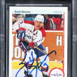Capitals Scott Stevens Signed 1990 Upper Deck #236 Card Auto 10! BAS Slabbed