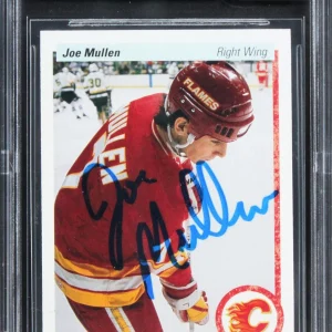 Flames Joe Mullen Signed 1990 Upper Deck #252 Card Auto Graded 10! BAS Slabbed