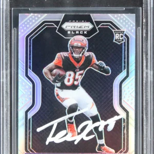 Bengals Tee Higgins Signed 2020 Panini Prizm Black Silver #10 Card BAS Slabbed