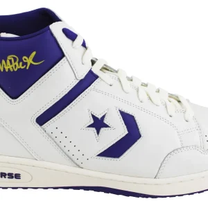 Lakers Magic Johnson Signed Right Purple & White Converse Weapon Shoe BAS Wit 3