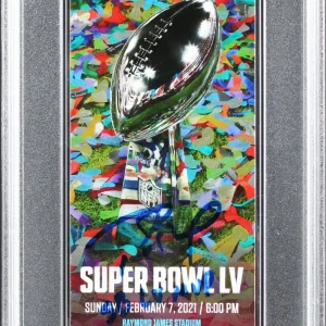Tom Brady Signed 2021 Super Bowl LV Comm Ticket Stub Graded NM-MT 8 PSA/DNA Slab