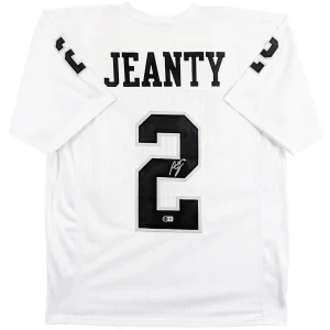 Ashton Jeanty Authentic Signed White Pro Style Jersey Autographed BAS Witnessed