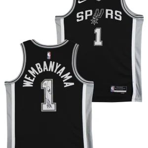 Victor Wembanyama Signed Black Nike Icon Ed. Jersey w/ Alien Sketch Fanatics