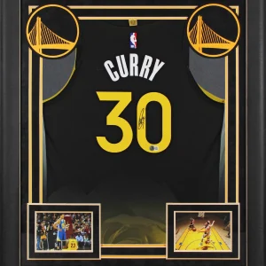 Stephen Curry Signed Black Nike Rose City Edition Authentic Framed Jersey BAS