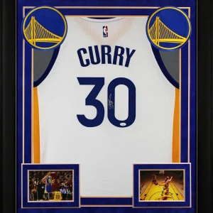 Warriors Stephen Curry Authentic Signed White Adidas The Bay Framed Jersey JSA