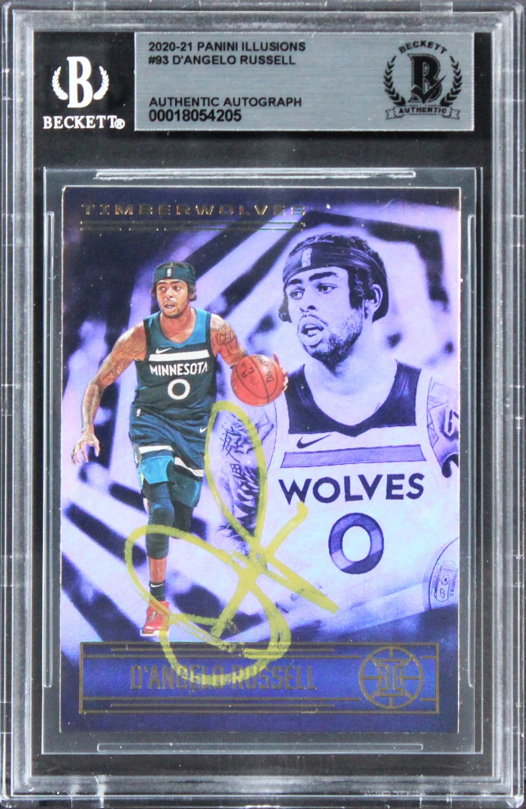 Timberwolves D'Angelo Russell Signed 2020 Panini Illusions #93 Card BAS ...