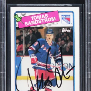 Rangers Tomas Sandstrom Authentic Signed 1988 Topps #121 Card BAS Slabbed