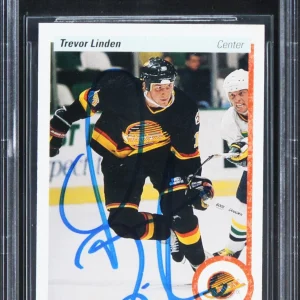 Canucks Trevor Linden Authentic Signed 1990 Upper Deck #256 Card BAS Slabbed