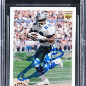 Cowboys Emmitt Smith Authentic Signed 1992 Upper Deck #301 Card BAS Slabbed