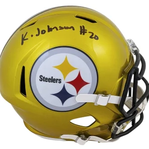 Steelers Kaleb Johnson Signed Flash Full Size Speed Rep Helmet BAS Witnessed