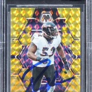 Ray Lewis Signed 2023 Panini Mosaic Reactive Yellow #17 Card Auto 10! BAS Slab