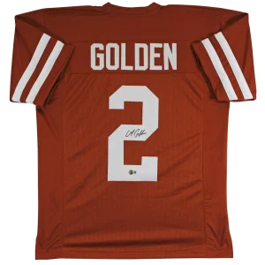 Texas Matthew Golden Authentic Signed Burnt Orange Pro Style Jersey BAS Witness