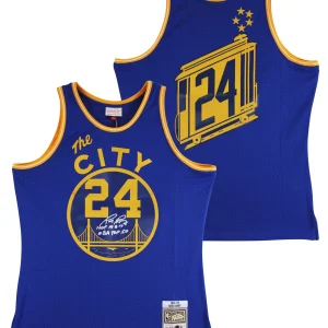 Warriors Rick Barry "2x Insc" Signed Blue M&N TB Swingman Jersey BAS Witnessed