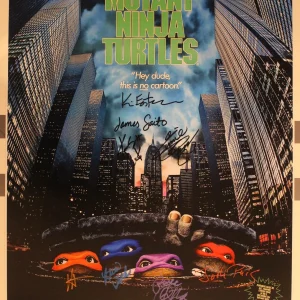 1990 Teenage Mutant Ninja Turtle Cast Signed Poster ACOA Corey Feldmen +7