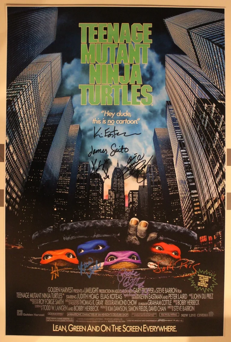 1990 TEENAGE MUTANT NINJA TURTLE CAST SIGNED POSTER ACOA COREY FELDMEN +7 COLLECTIBLE MEMORABILIA