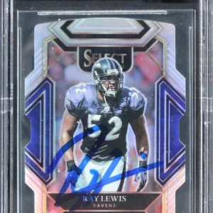 Ray Lewis Signed 2021 Select Prizm Silver Die Cut #239 Card Auto 10! BAS Slabbed