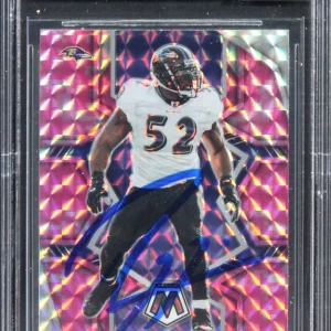 Ravens Ray Lewis Signed 2022 Panini Mosaic Camo Pink #19 Card Auto 10! BAS Slab