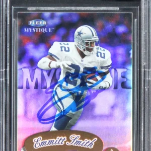 Cowboys Emmitt Smith Signed 1999 Fleer Mystique #63 Card Auto 10! BAS Slabbed
