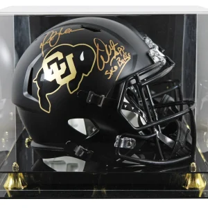 Colorado (2) Sapp & Faulk Signed Black Full Size Speed Rep Helmet W/ Case BAS W