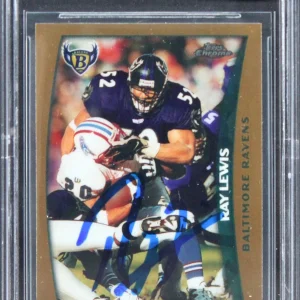 Ravens Ray Lewis Signed 1998 Topps Chrome #72 Card Auto Graded 10! BAS Slabbed