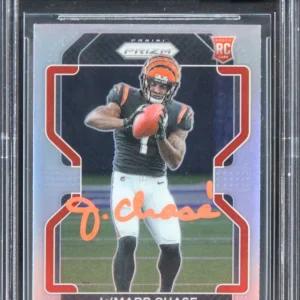 Bengals Ja'Marr Chase Signed 2021 Panini Prizm Silv #337 Card Auto 10! BAS Slab