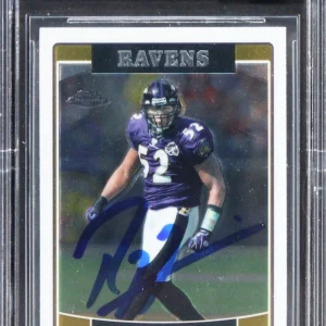 Ravens Ray Lewis Signed 2006 Topps Chrome #56 Card Auto Graded 10! BAS Slabbed