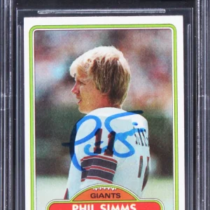 Giants Phil Simms Signed 1980 Topps #225 Card Auto Graded Mint 10! BAS Slabbed