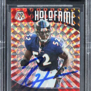 Ravens Ray Lewis Signed 2021 Panini Mosaic Holofame #1 Card Auto 10! BAS Slabbed