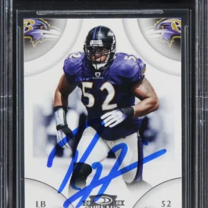 Ravens Ray Lewis Signed 2008 Donruss Threads #99 Card Auto Grade 10! BAS Slabbed