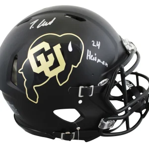 Colorado Travis Hunter "24 HT" Signed Black Full Size Speed Proline Helmet BAS W