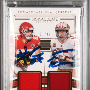Travis Kelce & George Kittle Signed 2023 IDJ #IDJTKGK Card Auto 9 PSA Slabbed 2