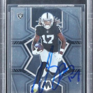 Raiders Davante Adams Signed 2022 Panini Mosaic Thunder Lane #9 Card BAS Slabbed