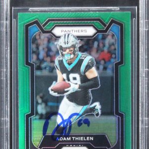 Vikings Adam Thielen Signed 2023 Panini Prizm Green #37 Card BAS Slabbed