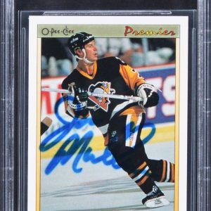 Penguins Joe Mullen Authentic Signed 1990 OPC Premier #77 Card BAS Slabbed