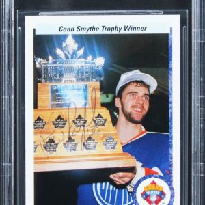 Oilers Bill Ranford Signed 1990 Upper Deck Conn Smythe Trophy #201 Card BAS Slab