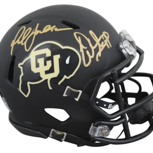 Colorado Warren Sapp & Marshall Faulk Signed Black Speed Mini Helmet BAS Wit