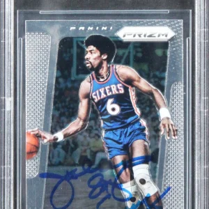 76ers Julius "Dr. J" Erving Signed 2013 Panini Prizm #221 Card BAS Slabbed