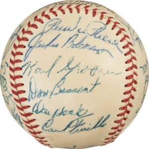 1955 Brooklyn Dodgers W.S. Champs Team Signed Baseball Jackie Robinson PSA DNA